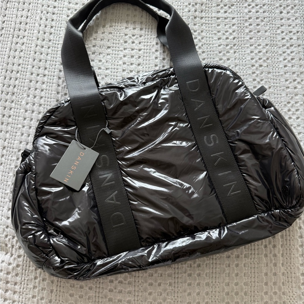 Danskin Shiny Black Quilted Duffel Bag